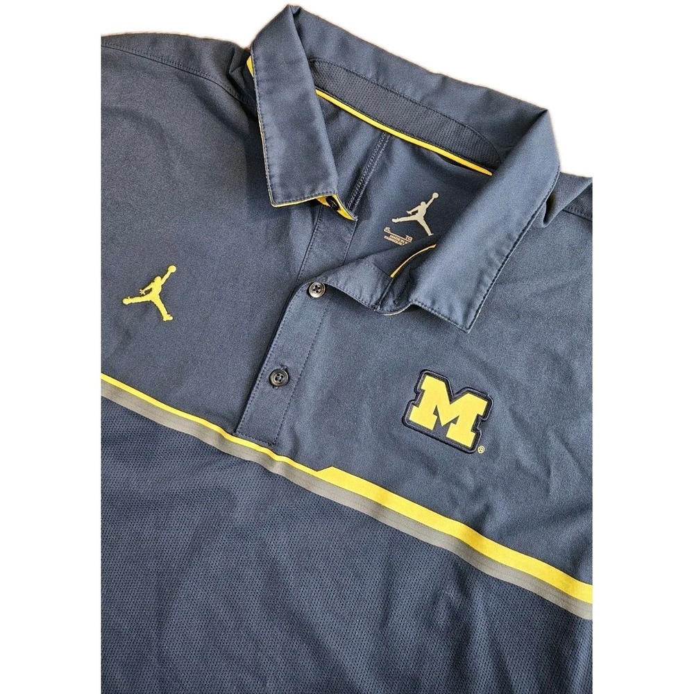 Michigan Wolverines Nike Jordan Polo Shirt  Dri Fit Navy Blue Size XL NWO